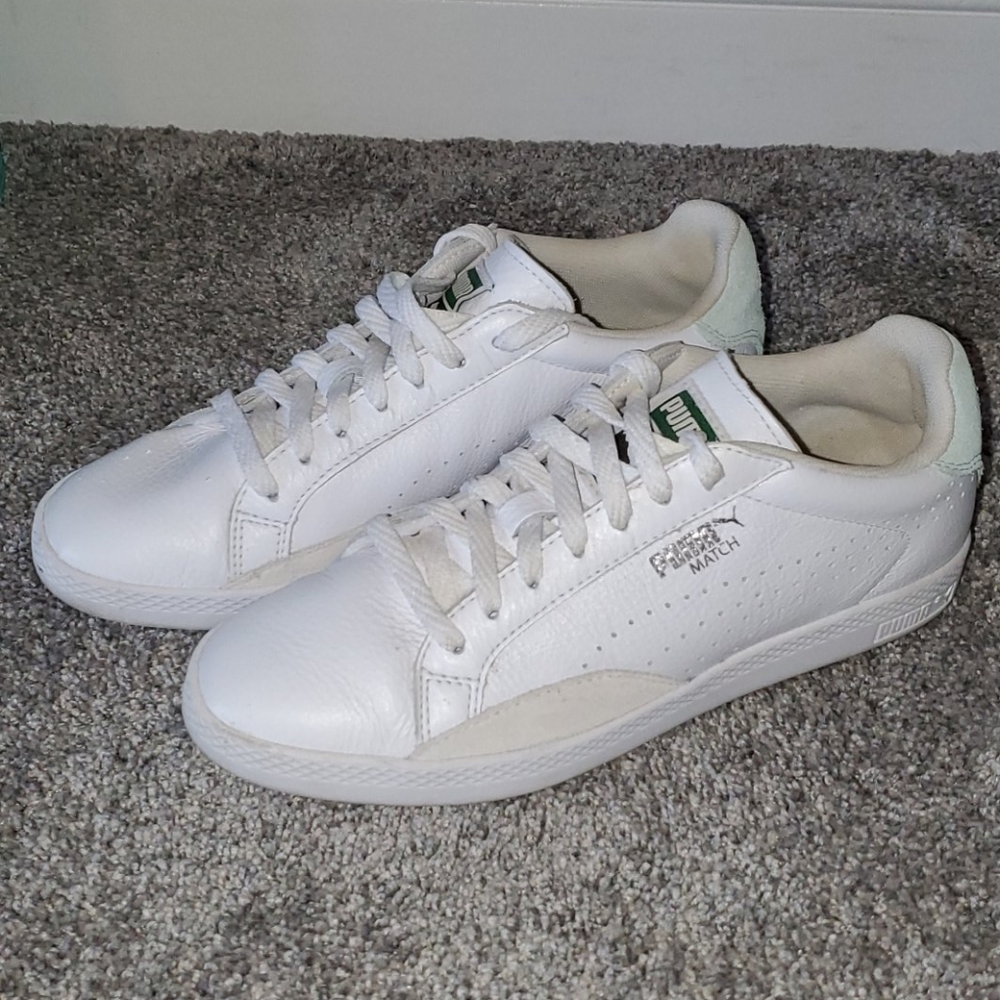 Womens White Leather Puma Match Sneakers size 8